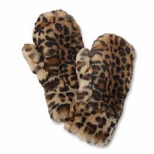 🍭 Soft, Luxurious, Fluffy Faux Fur Leopard Mittens NWT